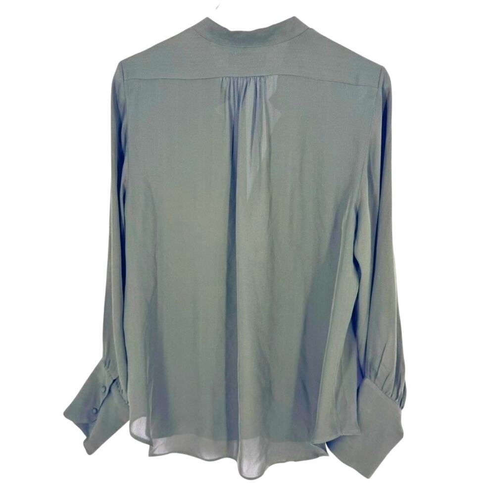 Nili Lotan 100% Silk Blouse V Neck Large Green - Picture 2 of 6